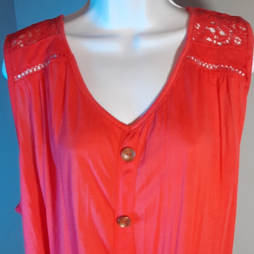 New York Laundry Sleeveless Top - Bright Orange - Picture 2 of 5